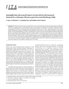 Sustainable intensification of potato in rice based system for increased productivity and income of resource poor farmers in West Bengal, India