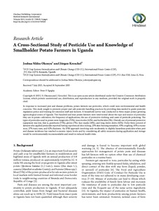A cross-sectional study of pesticide use and knowledge of smallholder potato farmers in Uganda.