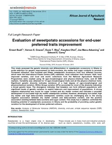 Evaluation of sweetpotato accessions for end-user preferred traits improvement