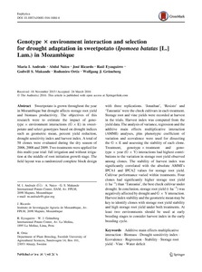 Genotype x environment interaction and selection for drought adaptation in sweetpotato (Ipomoea batatas [L.] Lam.) in Mozambique.