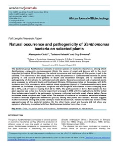 Natural occurrence and pathogenicity of Xanthomonas bacteria on selected plants