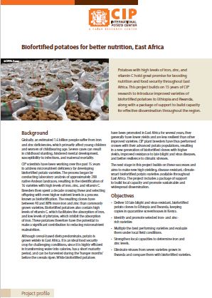 Biofortified potatoes for better nutrition, East Africa. Project profile.