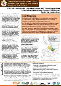 Root and tubers crops: production-use systems and food resilience in agro-forestry ecosystems in Central Philippines. Results of a scoping study.