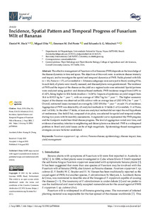 Incidence, spatial pattern and temporal progress of Fusarium wilt of bananas