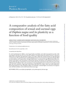A comparative analysis of the fatty acid composition of sexual and asexual eggs of Daphnia magna and its plasticity as a function of food quality