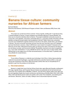 Banana tissue culture: community nurseries for African farmers