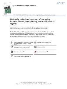 Culturally embedded practices of managing banana diversity and planting material in