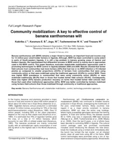 Community mobilization: a key to effective control of banana Xanthomonas wilt