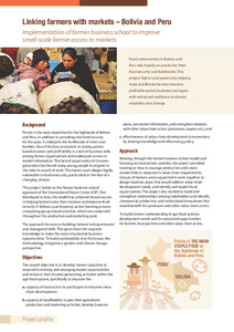 Linking farmers with markets - Bolivia and Peru. Implementation of farmer business school to improve small-scale farmer access to markets. Project profile