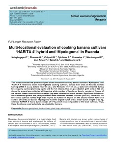Multi-locational evaluation of cooking banana cultivars ‘NARITA 4’ hybrid and ‘Mpologoma’ in Rwanda