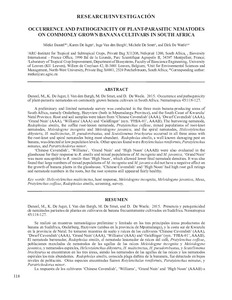 Occurrence and pathogenicity of plant-parasitic nematodes on commonly grown banana cultivars in South Africa