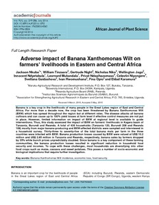 Adverse impact of banana Xanthomonas Wilt on farmers’ livelihoods in Eastern and Central Africa
