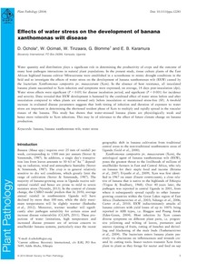 Effects of water stress on the development of banana xanthomonas wilt disease