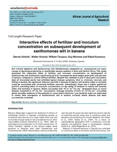 Interactive effects of fertilizer and inoculum concentration on subsequent development of xanthomonas wilt in banana