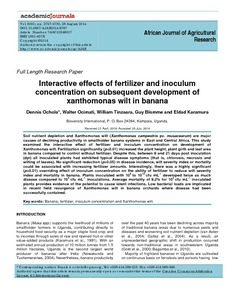 Interactive effects of fertilizer and inoculum concentration on subsequent development of xanthomonas wilt in banana