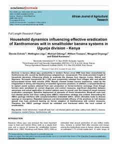Household dynamics influencing effective eradication of Xanthomonas wilt in smallholder banana systems in Ugunja division-Kenya