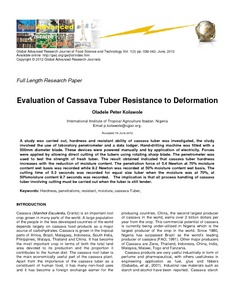 Evaluation of cassava tuber resistance to deformation