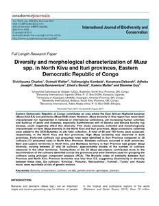 Diversity and morphological characterization of Musa spp. in North Kivu and Ituri provinces, Eastern Democratic Republic of Congo