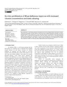 In-vitro proliferation of Musa balbisiana improves with increased vitamin concentration and dark culturing