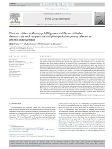 Plantain cultivars (Musa spp. AAB) grown at different altitudes demonstrate cool temperature and photoperiod responses relevant to genetic improvement