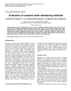 Evaluation of cassava mash dewatering methods