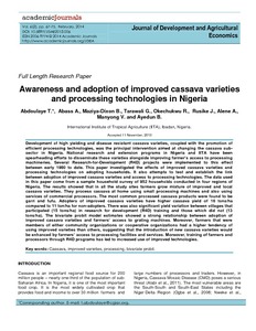 Awareness and adoption of improved cassava varieties and processing technologies in Nigeria