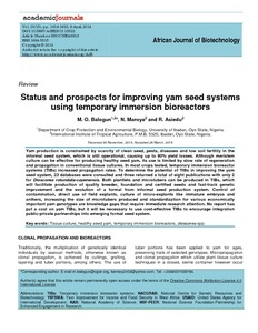 Status and prospects for improving yam seed systems using temporary immersion bioreactors