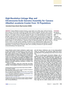 Highre-solution linkage map and chromosome-scale genome assembly for cassava (Manihot esculenta Crantz) from 10 populations