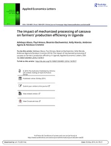 The impact of mechanized processing of cassava on farmers' production efficiency in Uganda