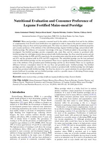 Nutritional evaluation and consumer preference of legume fortified maize-meal porridge