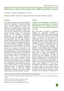Adoption of mechanized postharvest cassava processing technologies, and the determinants of high quality cassava flour (HQCF) processing in Tanzania