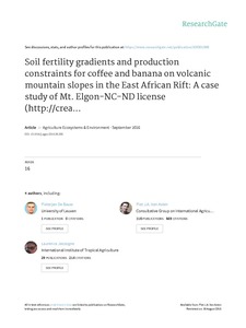 Soil fertility gradients and production constraints for coffee and banana on volcanic mountain slopes in the east African rift: a case study of Mt. Elgon
