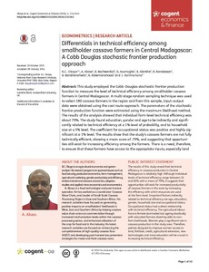 Differentials in technical efficiency among smallholder cassava farmers in Central Madagascar: a Cobb Douglas stochastic frontier production approach