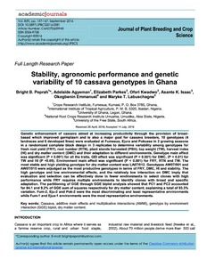 Stability, agronomic performance and genetic variability of 10 cassava genotypes in Ghana