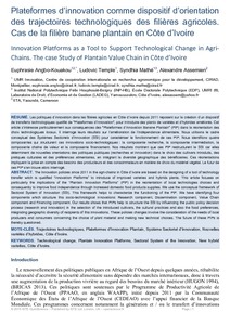 Plateformes d’innovation comme dispositif d’orientation des trajectoires technologiques des filières agricoles. Cas de la filière banane plantain en Côte d’Ivoire