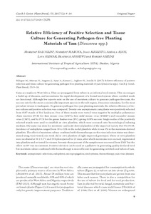 Relative efficiency of positive selection and tissue culture for generating pathogen-free planting materials of yam (Dioscorea spp.)