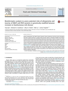 Bioinformatics analysis to assess potential risks of allergenicity and toxicity of HRAP and PFLP proteins in genetically modified bananas resistant to Xanthomonas wilt disease