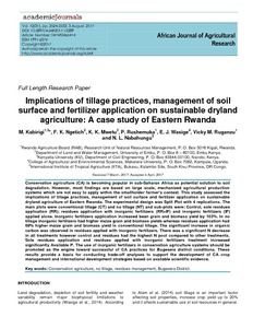 Implications of tillage practices, management of soil surface and fertilizer application on sustainable dryland agriculture: a case study of Eastern Rwanda