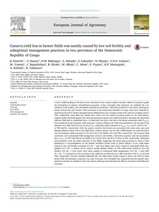 Cassava yield loss in farmer fields was mainly caused by low soil fertility and suboptimal management practices in two provinces of the Democratic Republic of Congo