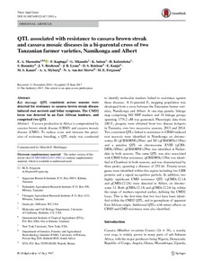 QTL associated with resistance to cassava brown streak and cassava mosaic diseases in a bi-parental cross of two Tanzanian farmer varieties, Namikonga and Albert