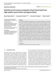 Nutritional and sensory properties: snack food made from high-quality cassava flour and legume blend