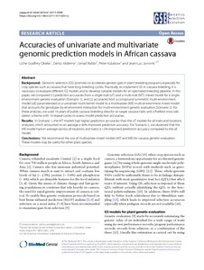 Accuracies of univariate and multivariate genomic prediction models in African cassava