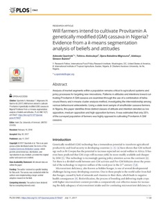 Will farmers intend to cultivate Provitamin A genetically modified (GM) cassava in Nigeria? Evidence from a k-means segmentation analysis of beliefs and attitudes