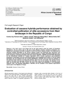 Evaluation of cassava hybrids performance obtained by controlled pollination of elite accessions from Niari landscape in the Republic of Congo