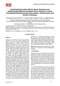 Nutritionally versatile, abiotic stress resistant and symbiotically effective chickpea (Cicer arietinum L.) root nodulating rhizobial isolates from eastern, southeastern and southern Ethiopia.