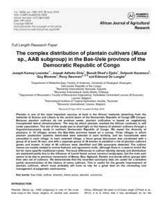 The complex distribution of plantain cultivars (Musa sp., AAB subgroup) in the Bas-Uele province of the Democratic Republic of Congo