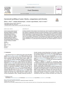 Carotenoid profiling of yams: clarity, comparisons and diversity