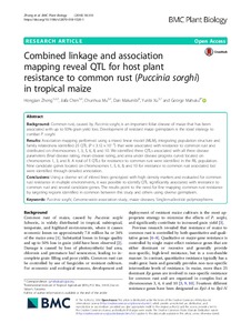 Combined linkage and association mapping reveal QTL for host plant resistance to common rust (Puccinia sorghi) in tropical maize