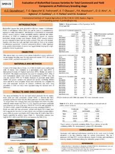 Evaluation of biofortified cassava varieties for total carotenoid and yield components at preliminary breeding stage