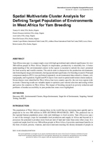 Spatial multivariate cluster analysis for defining target population of environments in west Africa for yam breeding